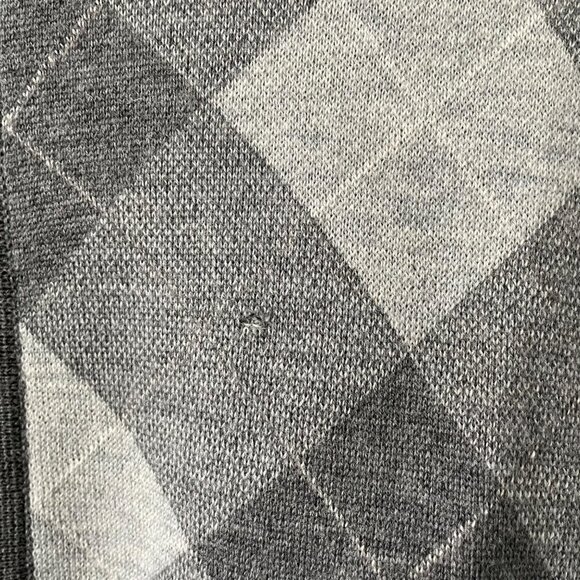 Banana Republic Gray 100% Wool Argyle Full Zip Sweater Men's Size Small Office - Picture 3 of 9